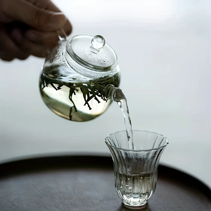 150/250ml Mini Clear Glass Teapot High Borosilicate For Hot Beverages Teapot For One Person Use Kung Fu Tea For Home Office Cafe