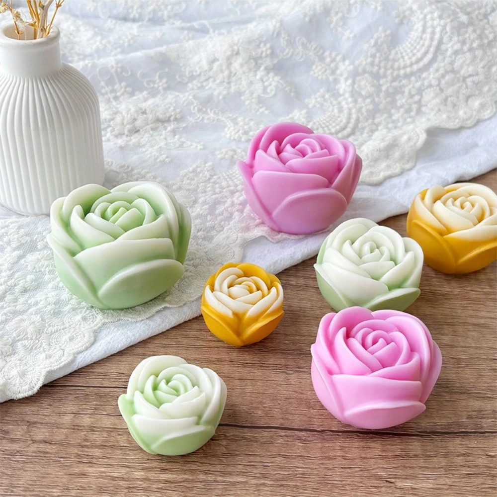 Lover Rose Scented Candle Silicone Mold DIY 3D Flower Resin Mould Gypsum Crystal Ceramic Making Tool Craft Gifts Home Art Decor