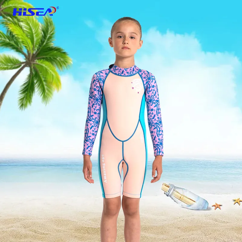 Combinaison de plongée pour enfants à manches longues de 2,5 mm + short, combinaison thermique pour la plongée en apnée et le surf en hiver, extensible, confortable et durable