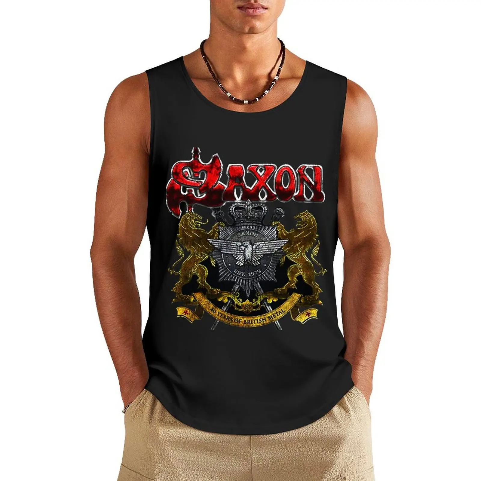 

Saxon band logo music heavy metal 2 Ecelna Tank Top Fitness men clothing gym t-shirts