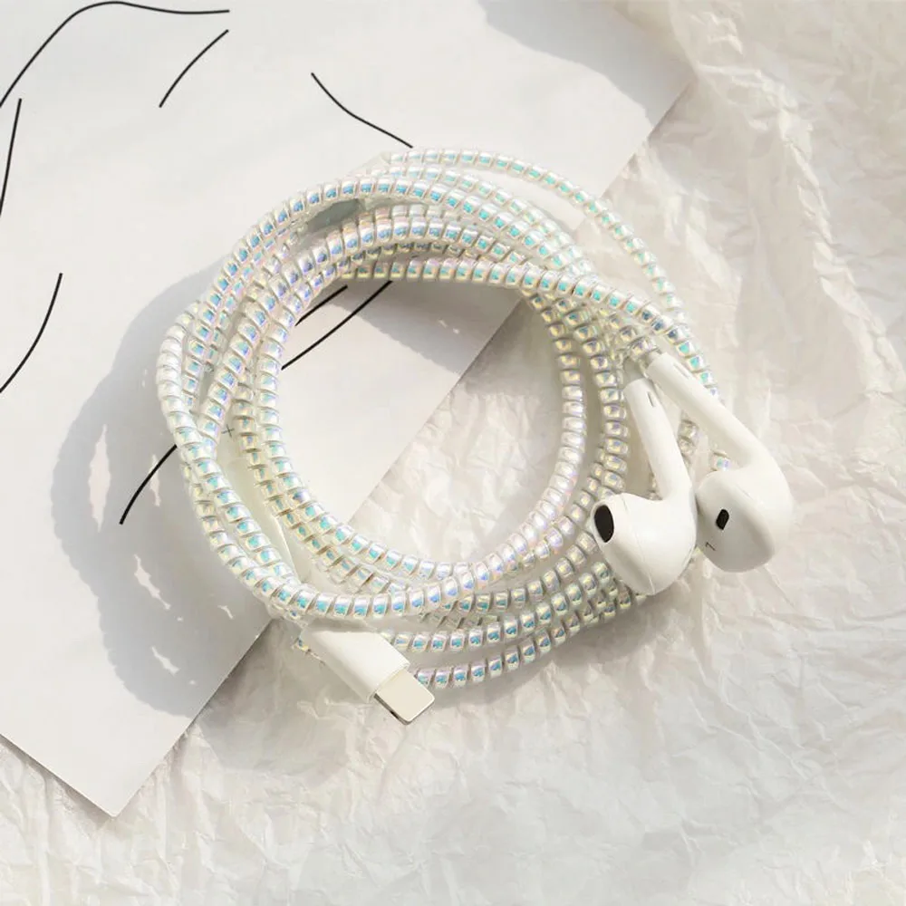 New Manual 1.55M Earphone Winding Spring Charging Protection Rope Data Line Arrangement Phone Line