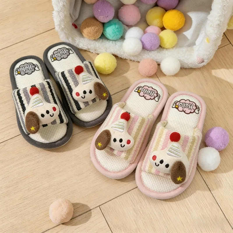 2026 New Arrival Girls Slippers Anti-slip Sweat Absorbent Breathable Home Floor Slippers Cartoon Kids Irdoor Shoes
