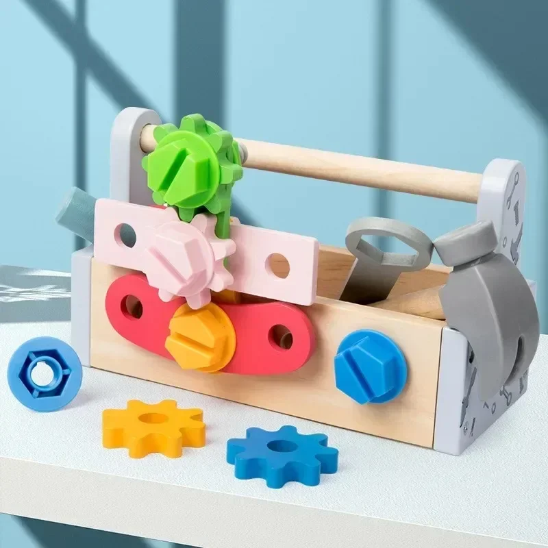 子供用ツールボックス木製おもちゃごっこ遊びセットナット分解ネジ組み立てシミュレーション修理ゲーム教育感覚玩具