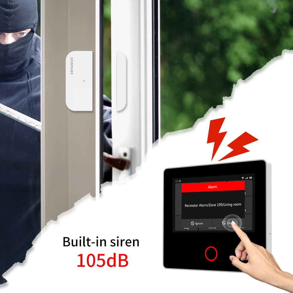 Staniot Tuya Smart WiFi 4G Security Alarm System Built-in Siren Home Burglar with 5-Year Contact Sensor Door Window Detectors