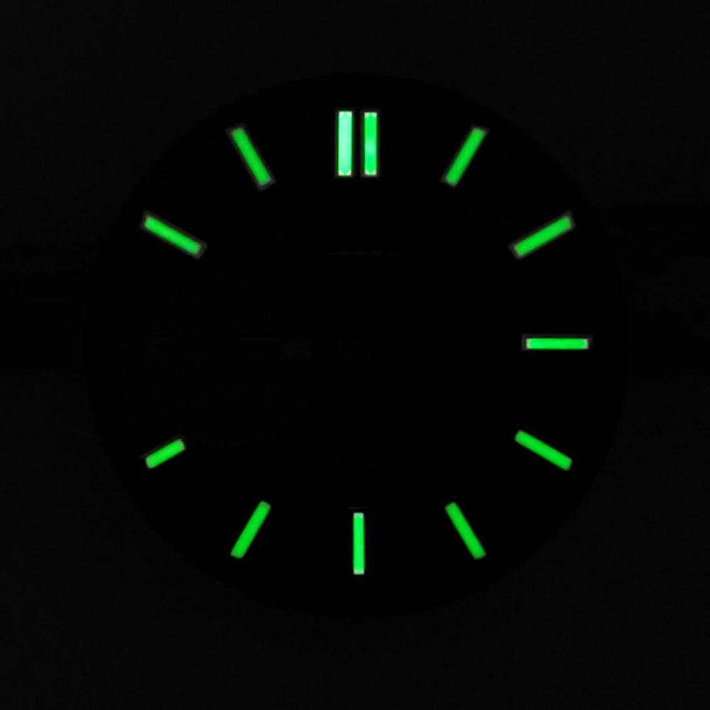 Men\'s  Watch Skeleton Dial for NH38 Movement Diameter 29.8mm Green Hour Markers Luminous Sterile Dial