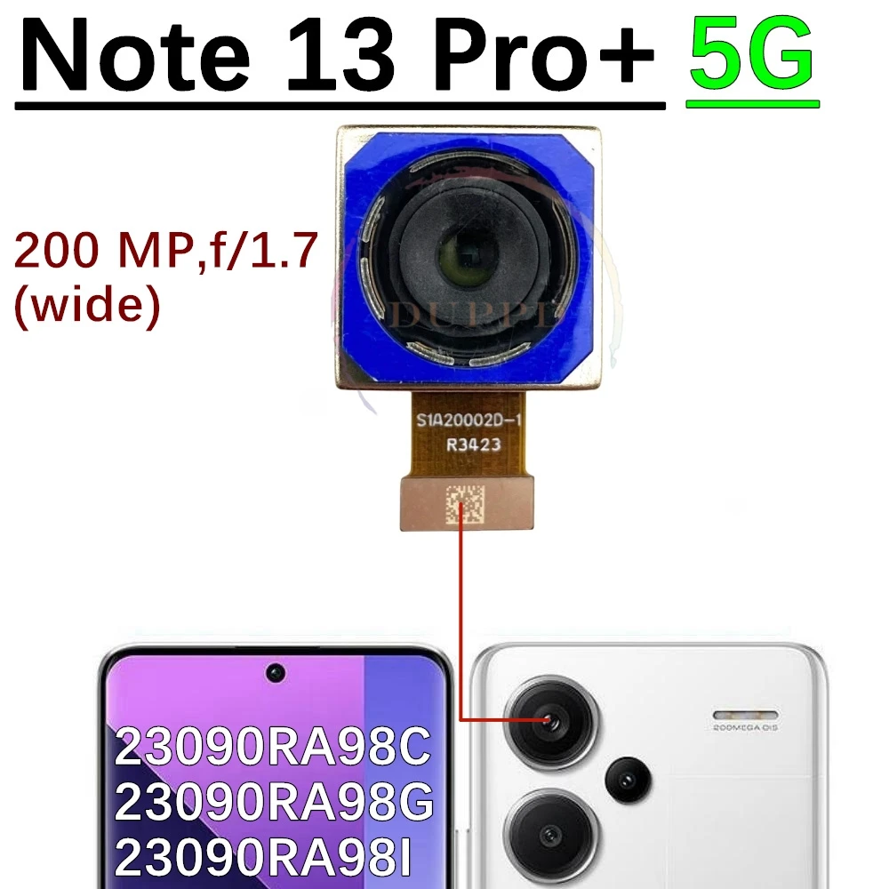 Back Facing Main Camera For Xiaomi Redmi Note 13 Pro+Plus Rear Wide+Macro Selfie Samll Front Camera Flex Cable Part