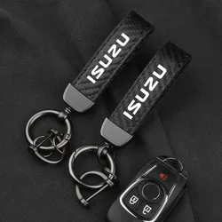 Leather Keyrings Carbon Fiber Car Keychain Accessories For Isuzu Dmax Mux Trooper ELF NQR 75 Forward Rodeo KB Bighorn Axiom