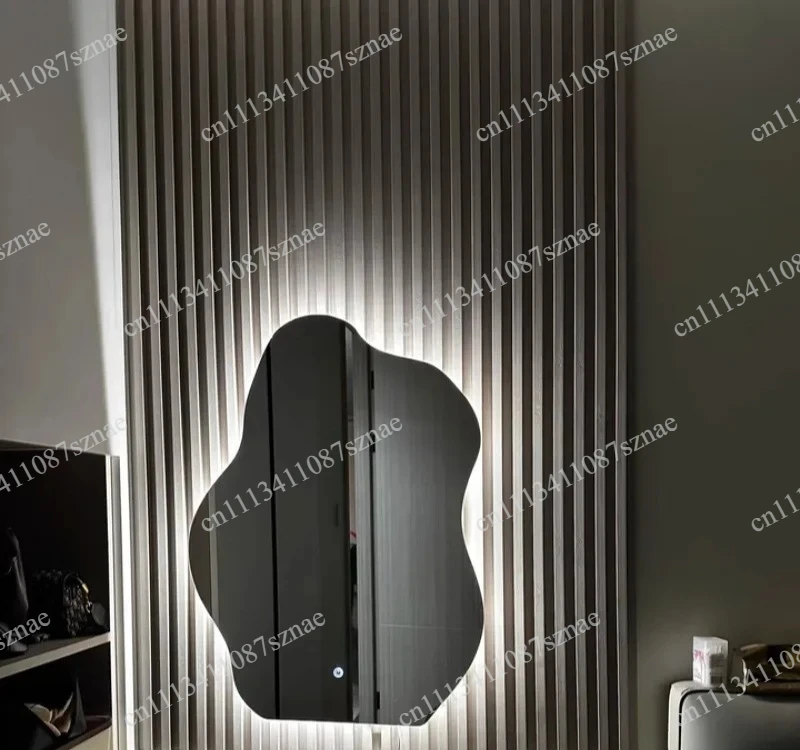 Minimalist Irregular LED Mirror for Home Wall Bathroom Decorative Aesthetic Mirrors Funky Bedroom Nordic Makeup Mirror