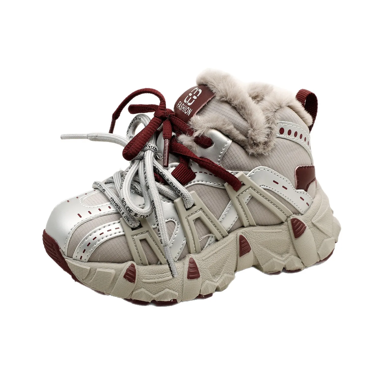 

Winter Children's Boys Girls Fashion Double Lace Plus Velvet Thickened Sports Shoes Kids Toddler Warm Dad Shoes