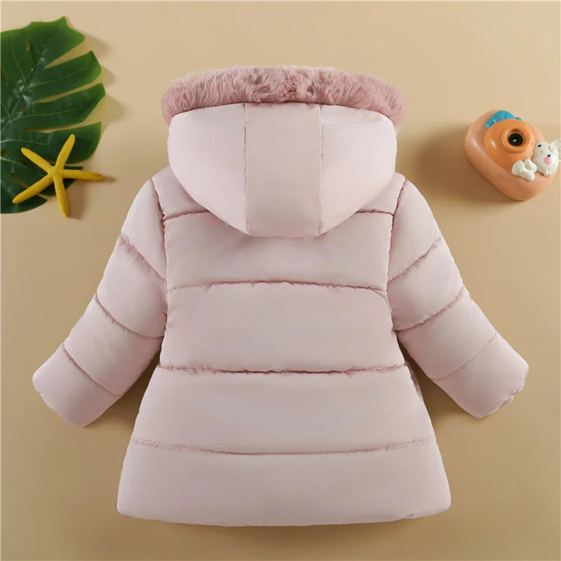 Baby Girls Padded Jackets Winter New Thick Warm Cotton Clothes Coats Lining Plush Hooded Zipper Outerwear Cold Parka Snowsuit