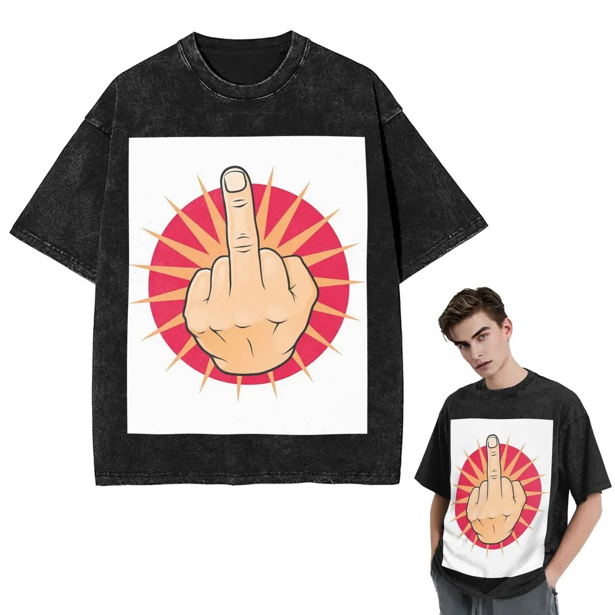 

Streetwear T-Shirts Hand Gesture Design Middle Finger Shows Middle Fingers T Shirt Short Sleeve Hip Hop Tops Tees for Men Women