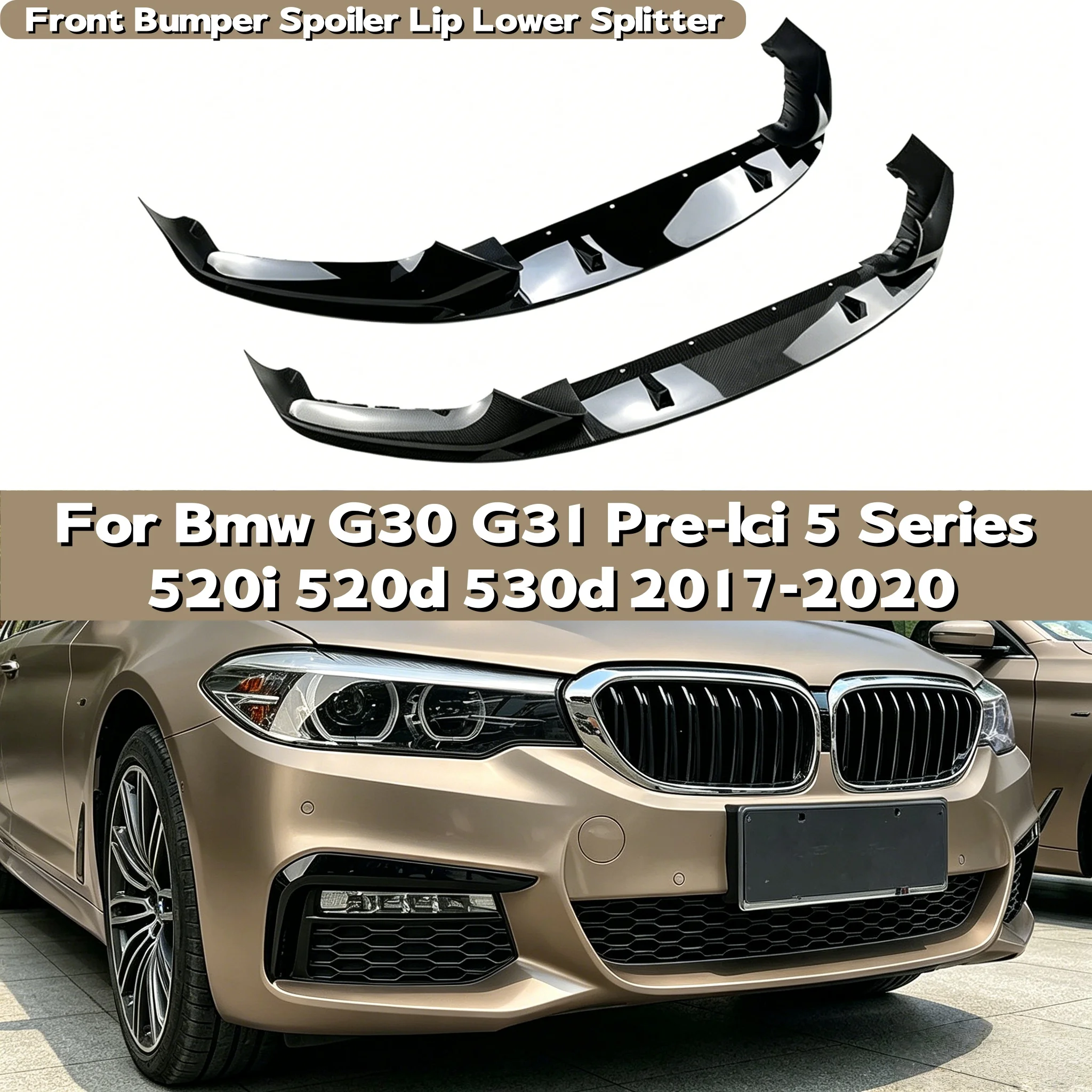 

GMaxton Style ABS Front Bumper Lip Spoiler Splitter Diffuser For Bmw G30 G31 Pre-lci 5 Series 520i 520d 530d 2017-2020 Tuning