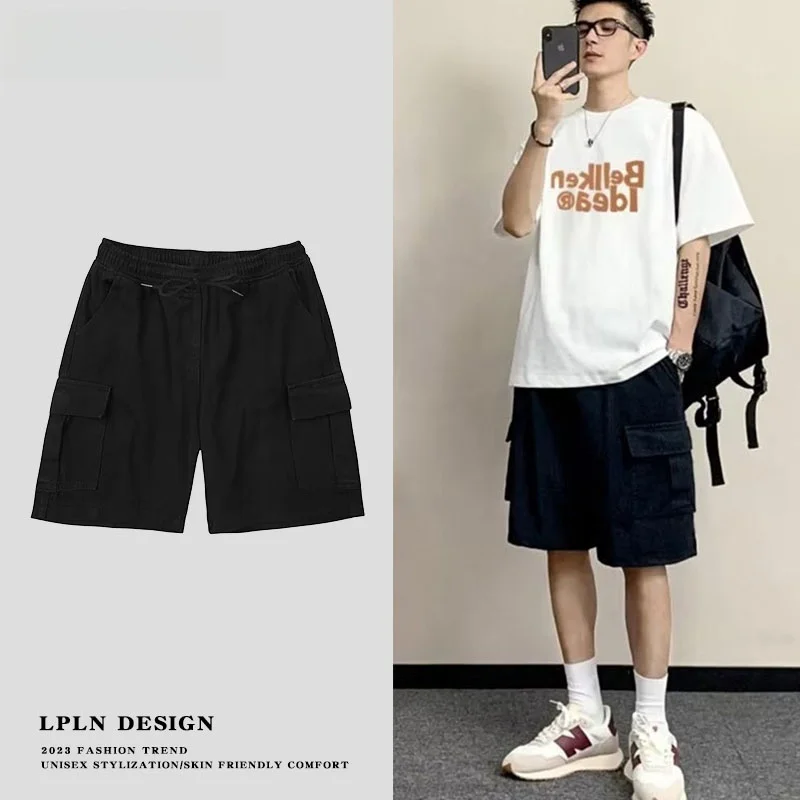 

Свободные повседневные рабочие брюки, летние модные брендовые футболки, винтажные свободные комплекты для пар, мужские и женские.