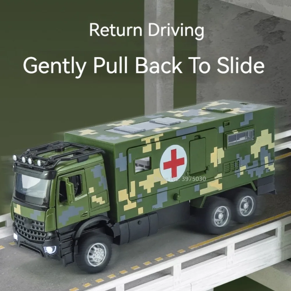 1/32 Military Medical Toy Car Models Alloy Diecast All Car Doors Can Be Opened With Sound Light Truck Vehicles For Boys Gifts