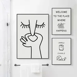 Abstract Humour Black And White Bad Smell Funny Bathroom Poster Print Canvas Painting Wall Art Pictures For WC Toilet Room Decor