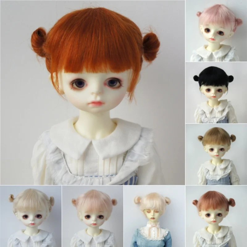 

JD415 6-7＂7-8” 8-9＂ 9-10” 10-11" 1/6 1/4 1/3 Twin Buns Mohair BJD Wigs YOSD MSD SD DOD QBaby Blythes Doll Accessories