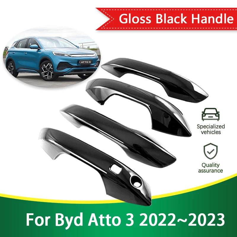 Fit for Byd Atto 3 Atto3 2022 2023 Gloss Black Door Handle Catch Cover Stickers Trim Car Exterior Decoration Styling Accessories