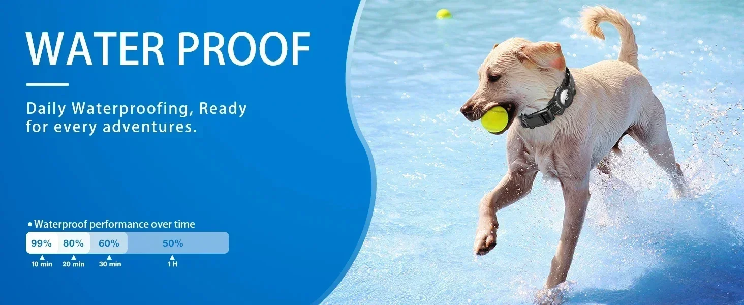 Wasserdichtes AirTag-Hundehalsband, reflektierend, weich gepolstert & mit Sicherheitsschnalle, AirTag-Hundehalsband mit AirTag-Halterung, verstellbar für Hunde – Detail 2
