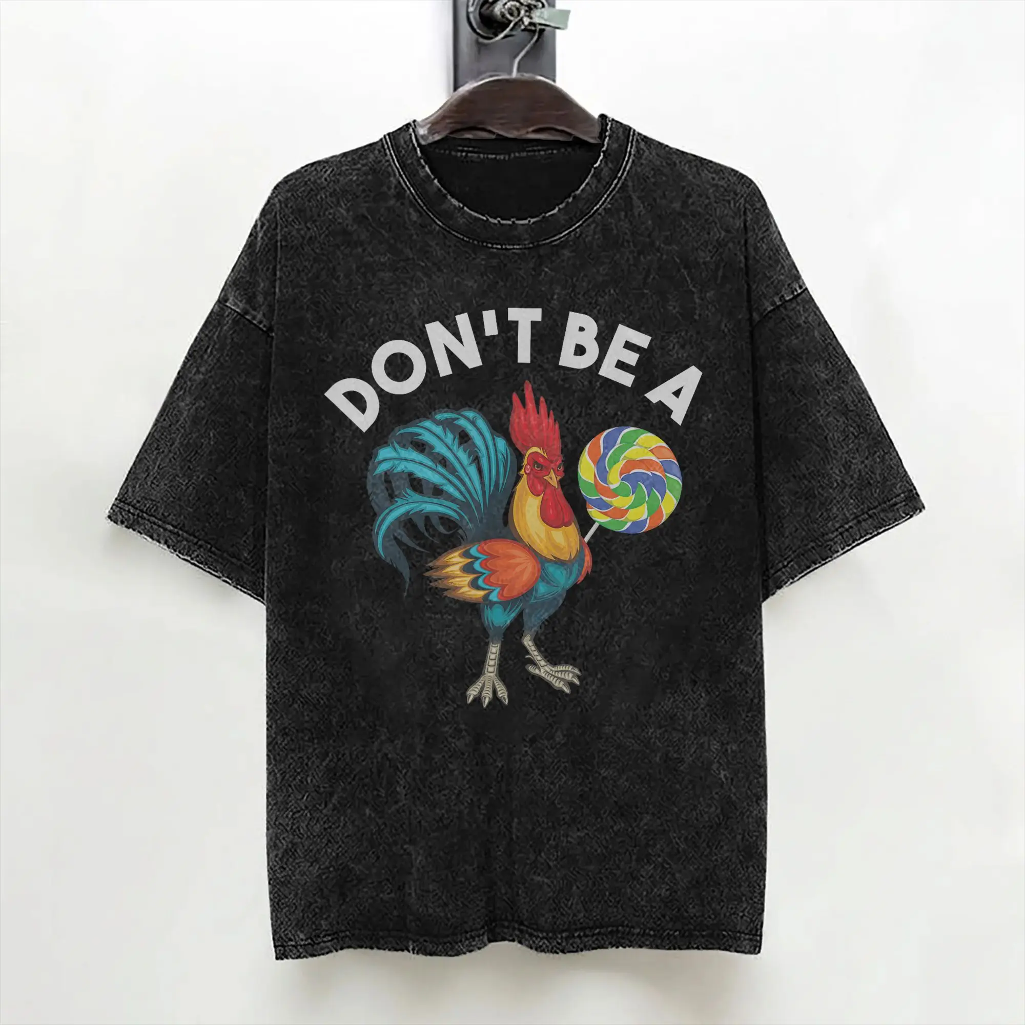 Don't Be A Sucker Funny Chicken Meme T Shirts Washed Short Sleeve Harajuku T-Shirt Men Women Streetwear Summer Tee Shirt
