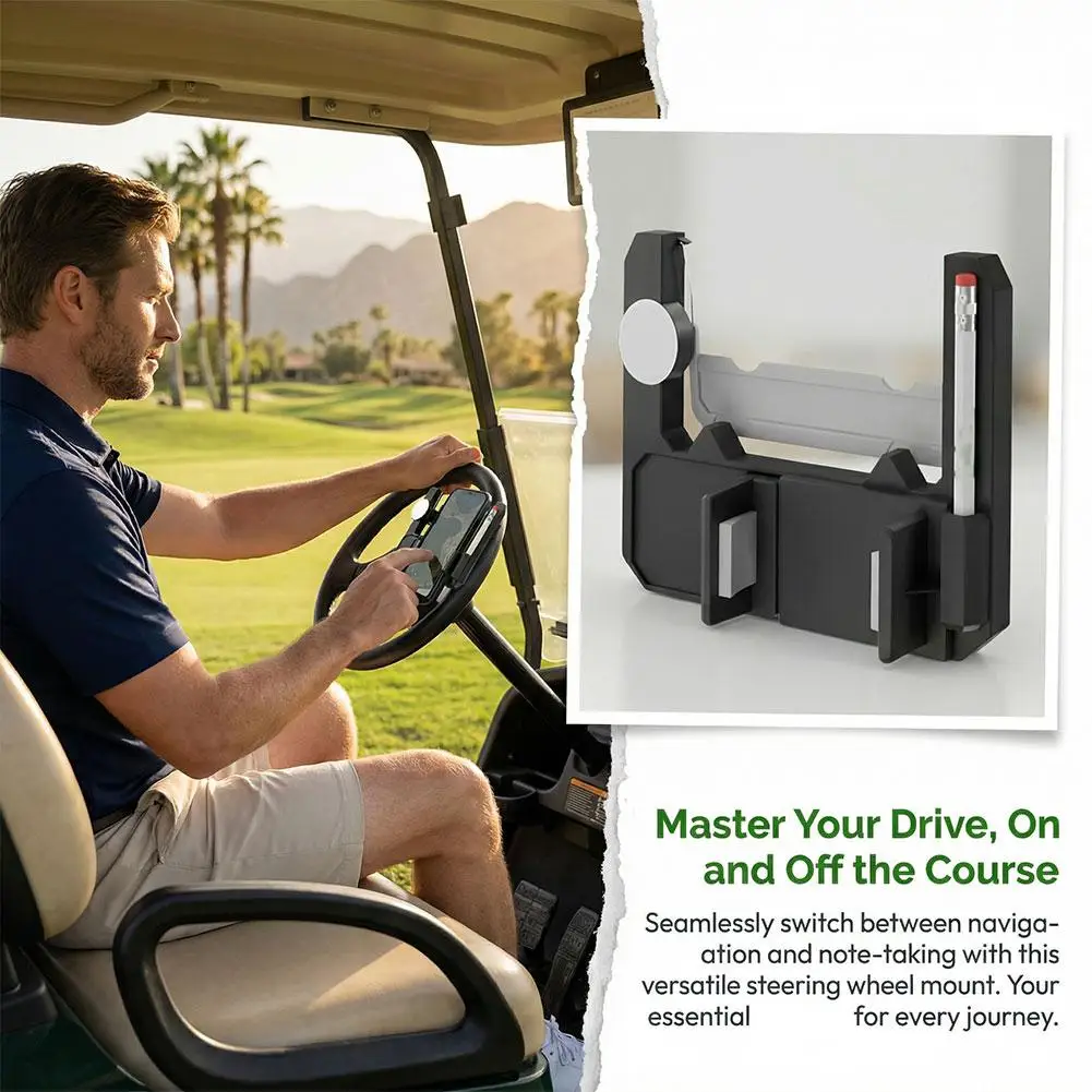 Golfwagen-Handyhalterung für Lenkrad, hochklappbare Handyhalterung für Club Car, EZGO, Yamaha Golfwagen-Zubehör für Smartphones