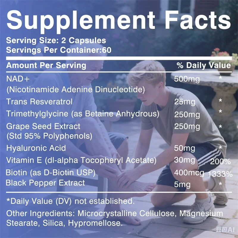 NAD+ Supplements - Anti-aging, Promotes Cell and Skin Health, Improves Sleep, Boost Energy, Strengthens The Immune System