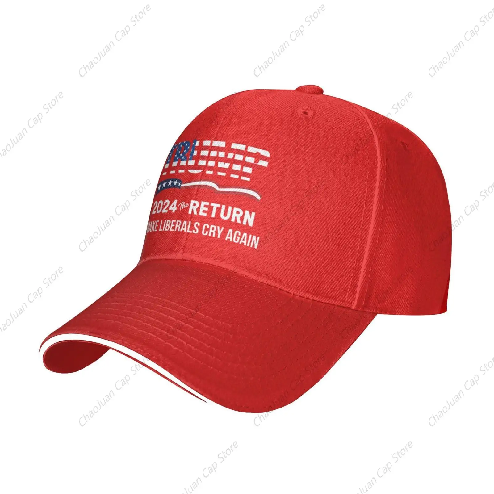 American Flag Trump Lovers Gifts Baseball Cap Trump 2024 The Return Make Liberals Cry Again Sandwich Hat image 2