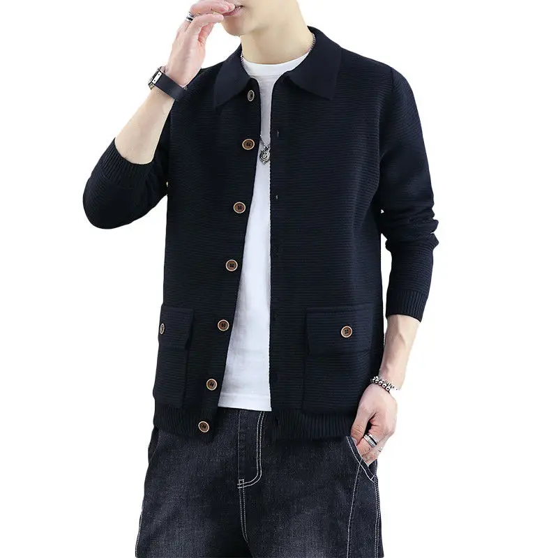 High Quality Streetwear Cardigan Men Fashion Streetwear Sweater Coat Men Spring Autumn New Arrival Thick Warm Wool Tops D20