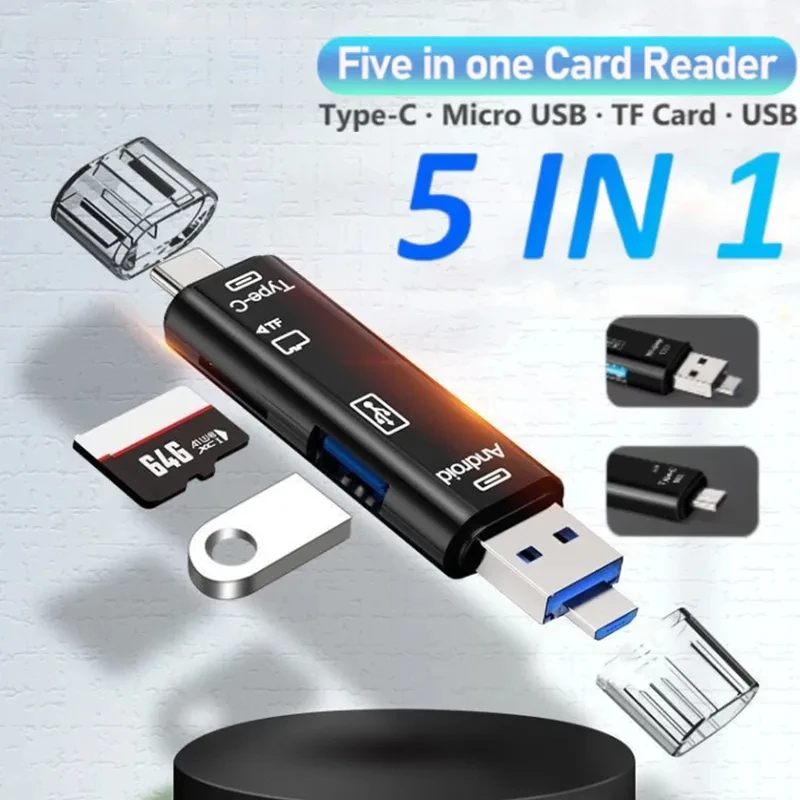 Type C & Micro USB & USB 3 In 1 High-speed Universal OTG TF Card Reader for Android Phone Computer Extension Headers