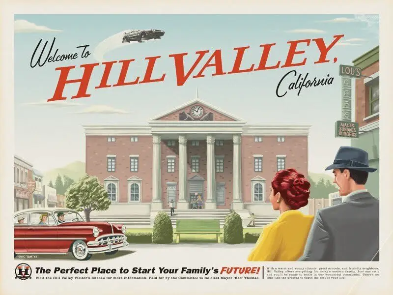 1985 Back To The Future Welcome To Hill Valley Print Art Canvas Poster For Living Room Decor Home Wall Picture