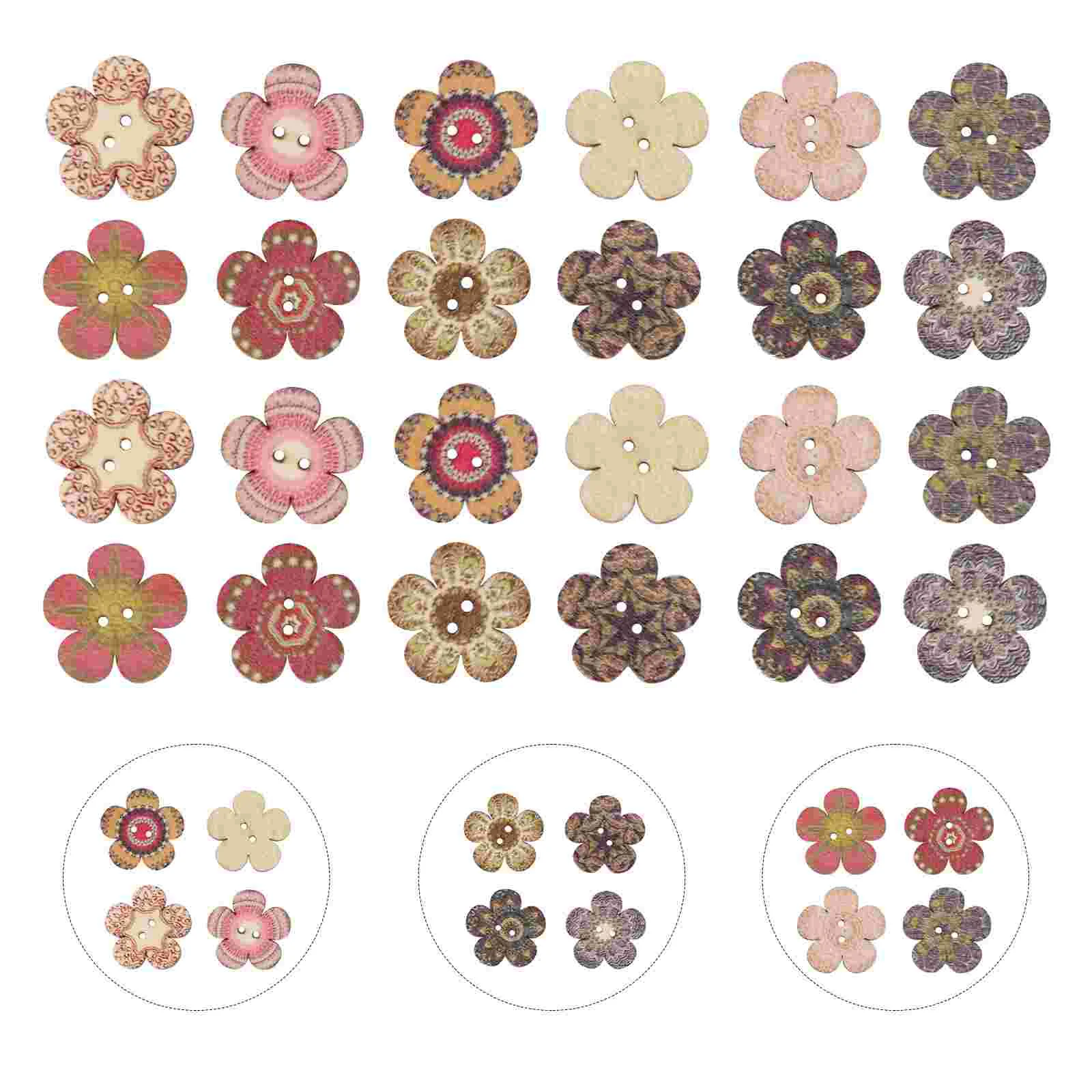 Creatieve jasknoppen Vintage Decor Bloem Kinderdoek Kleding DIY Kleurrijke gekleurde tekening