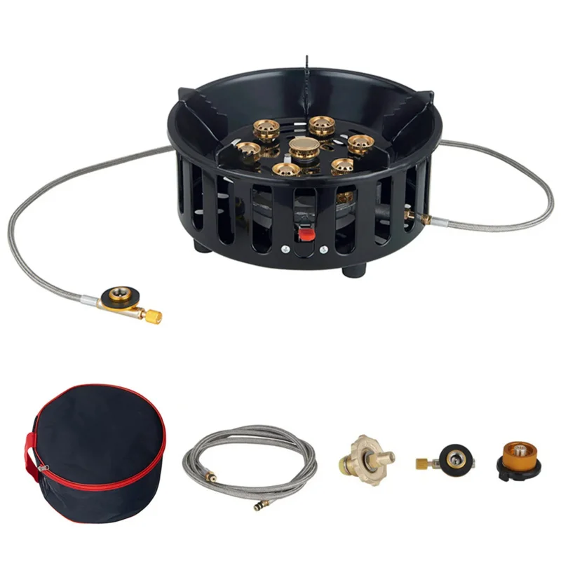 21000W Turbo Camping Stove - Windproof Dual Fuel (Butane/Propane) with Instant Ignition & Foldable Legs for Backpacking/BBQ/RV