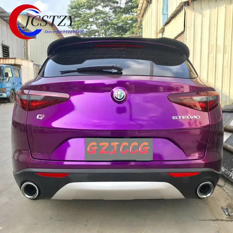 For Alfa Romeo Stelvio Spoiler Carbon Fiber Rear Trunk Spoiler Black Finish Quadrifoglio Verde SD Style 2017 - 2018