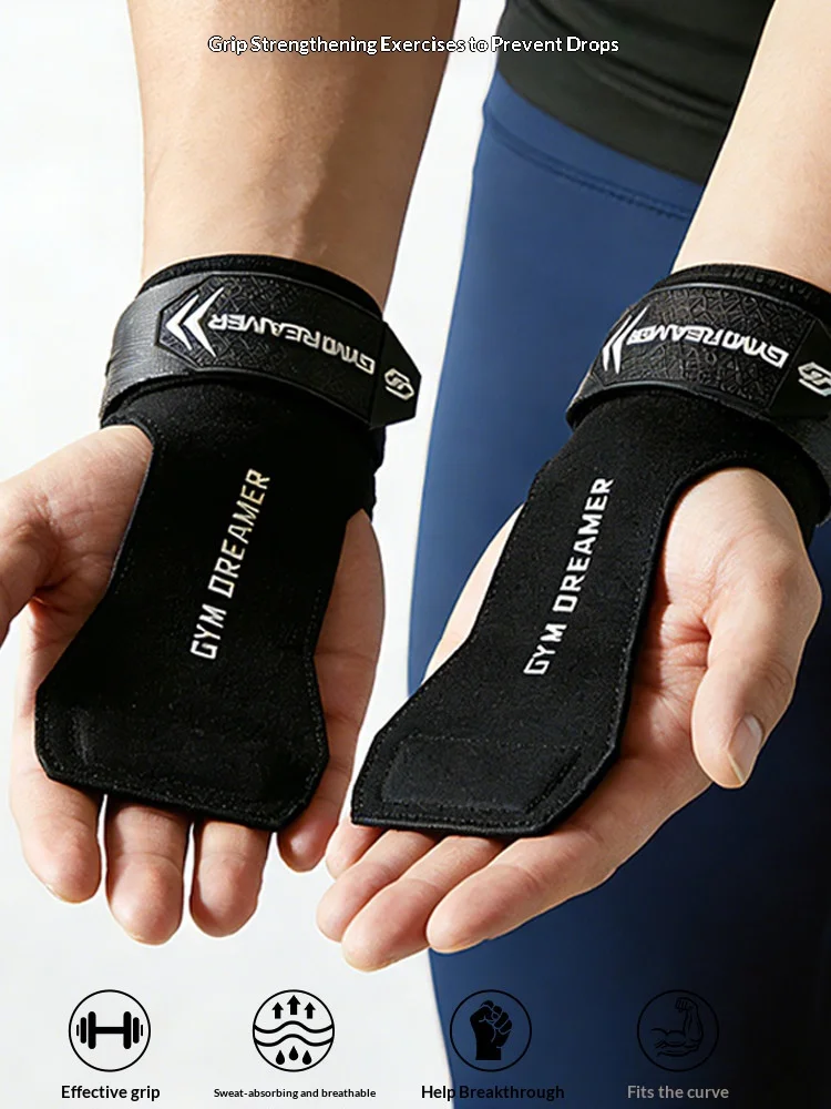 GYMDREAMER Pull-up Hard Pull Fitness Booster Belt Cowhide Palm Wrist Guard Non-slip Wear-resistant Unisex