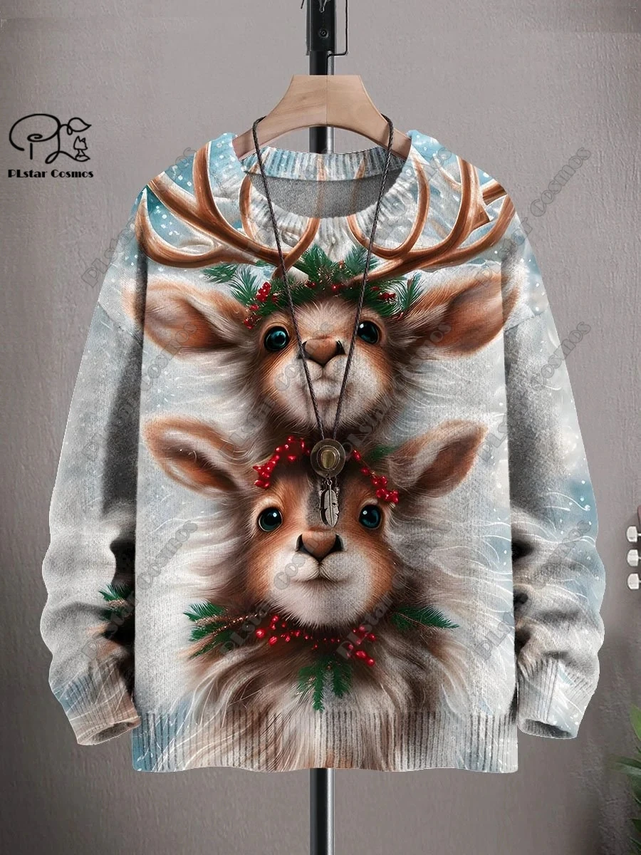 3D Printing Christmas Christmas Tree Santa Snowflake Elk Cat Ugly Sweater Casual Unisex Winter Sweatshirt