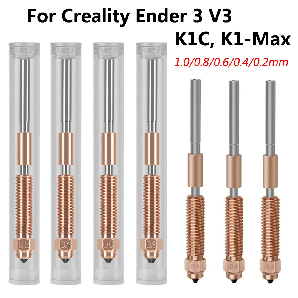 Upgrade K1C Nozzle For Creality K1 Max K1C Ender-3 V3 All-in-one Copper Titanium High Flow 0.2 0.4 0.6 0.8mm Quick-Swap Nozzles