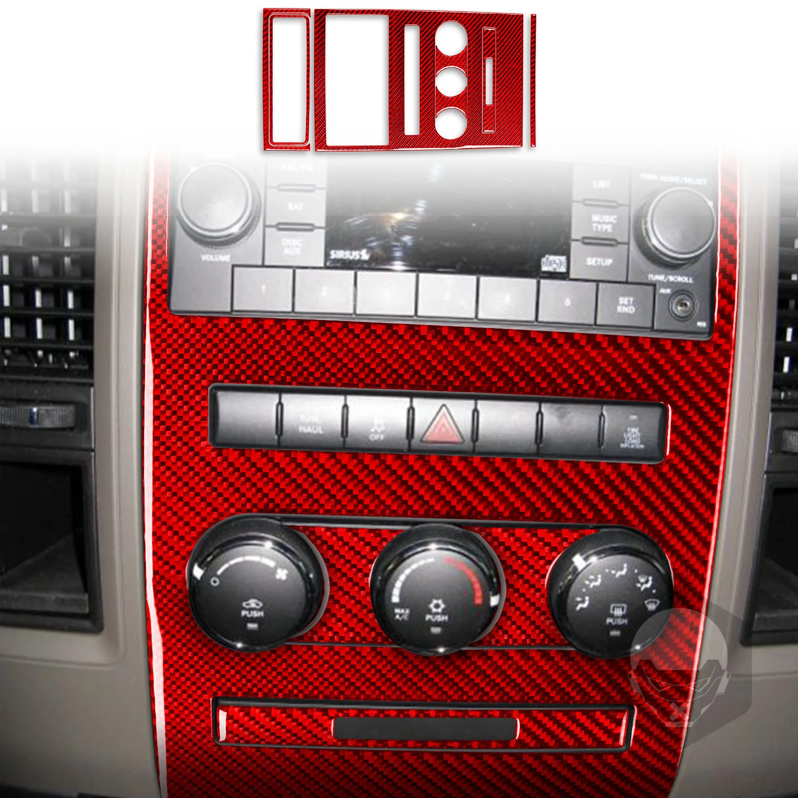 中央コンソールパネル装飾カバートリムステッカーデカールダッジラム-1500-2009-2010-2011-2012-カーボンファイバーカーアクセサリー