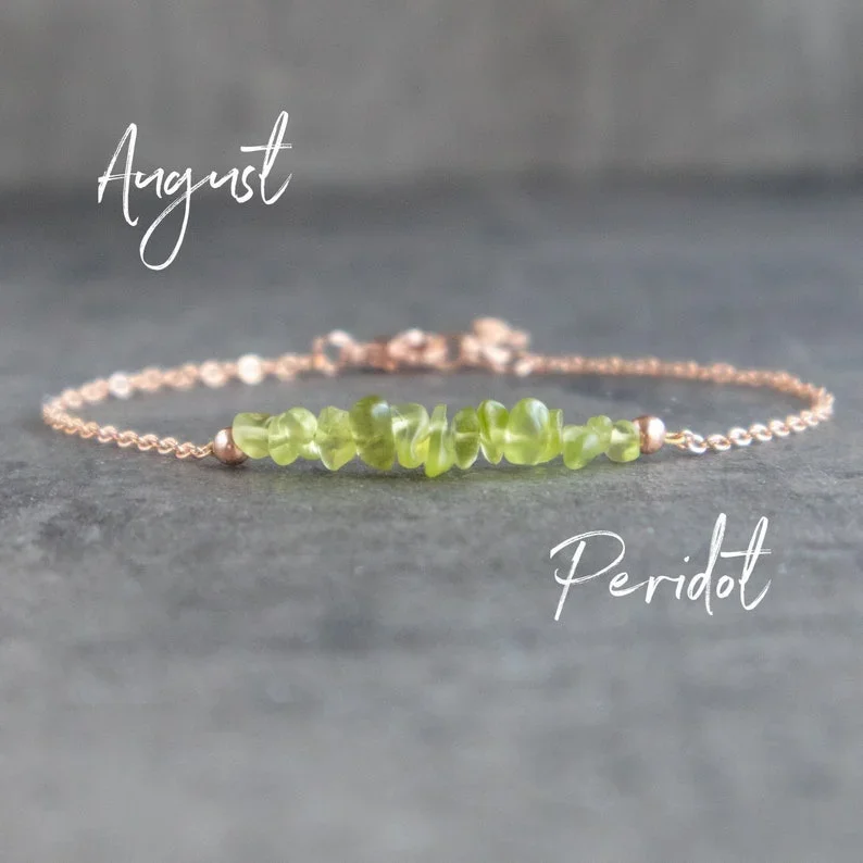 Raw Peridot Bracelet, Rough Peridot Jewelry, August Birthstone Bracelet, Raw Stone Bracelet, Peridot Crystal Jewelry Gifts