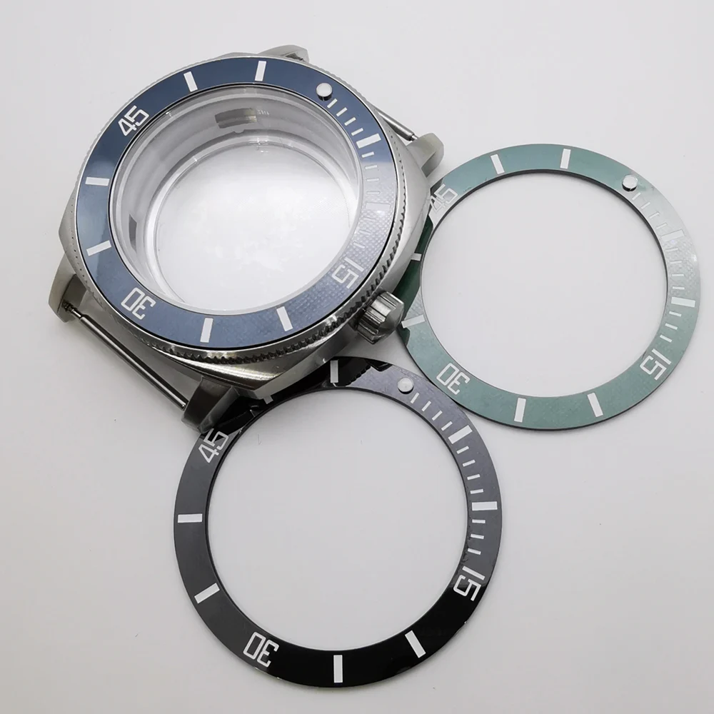 

42mm black blue green ceramic bezel sapphire glass watch case fit NH35 NH36 NH34 movement