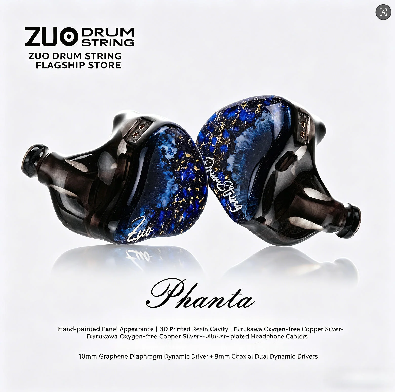 Kinera Zuo Drum String Phanta Sand 3DD Dynamic Handmade Hifi Music Monitor Studio Audiophiles Stereo Bass Earphones