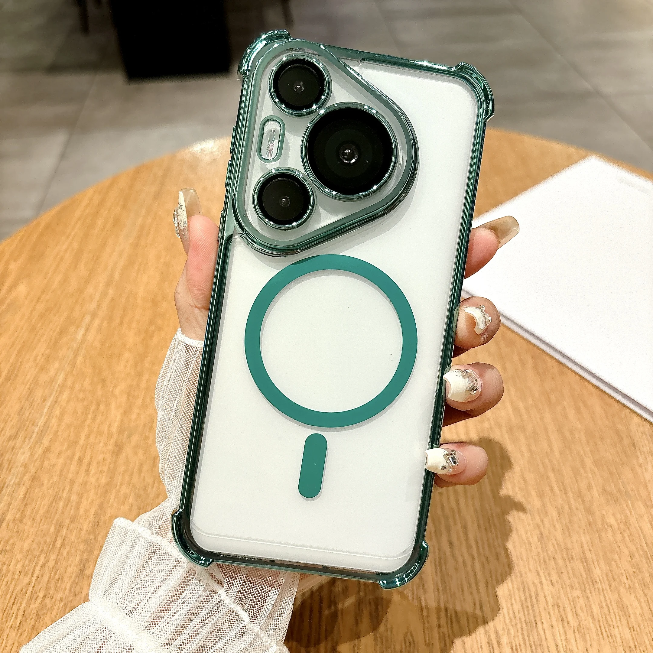 Роскошный чехол для телефона Magsafe с беспроводной зарядкой для Huawei Pura 70 Pro P60 P50 Mate 60 50, прозрачный магнитный противоударный чехол-бампер