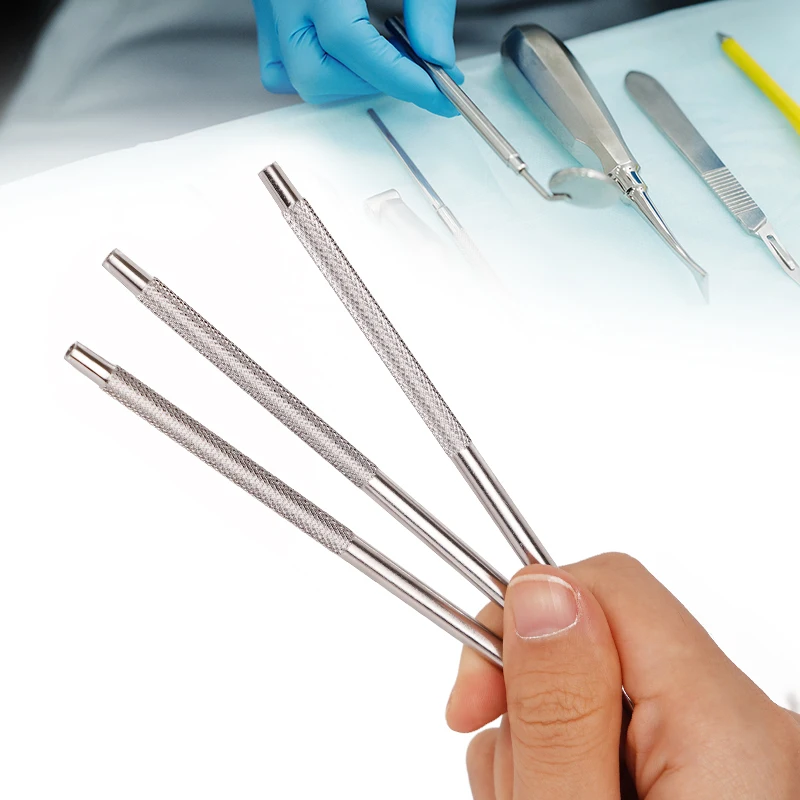 5pcs Dental Mouth Mirror Handle Reflector Odontoscope Handle Checking Oral Detachable Handle Stainless Steel Dentistry Tools