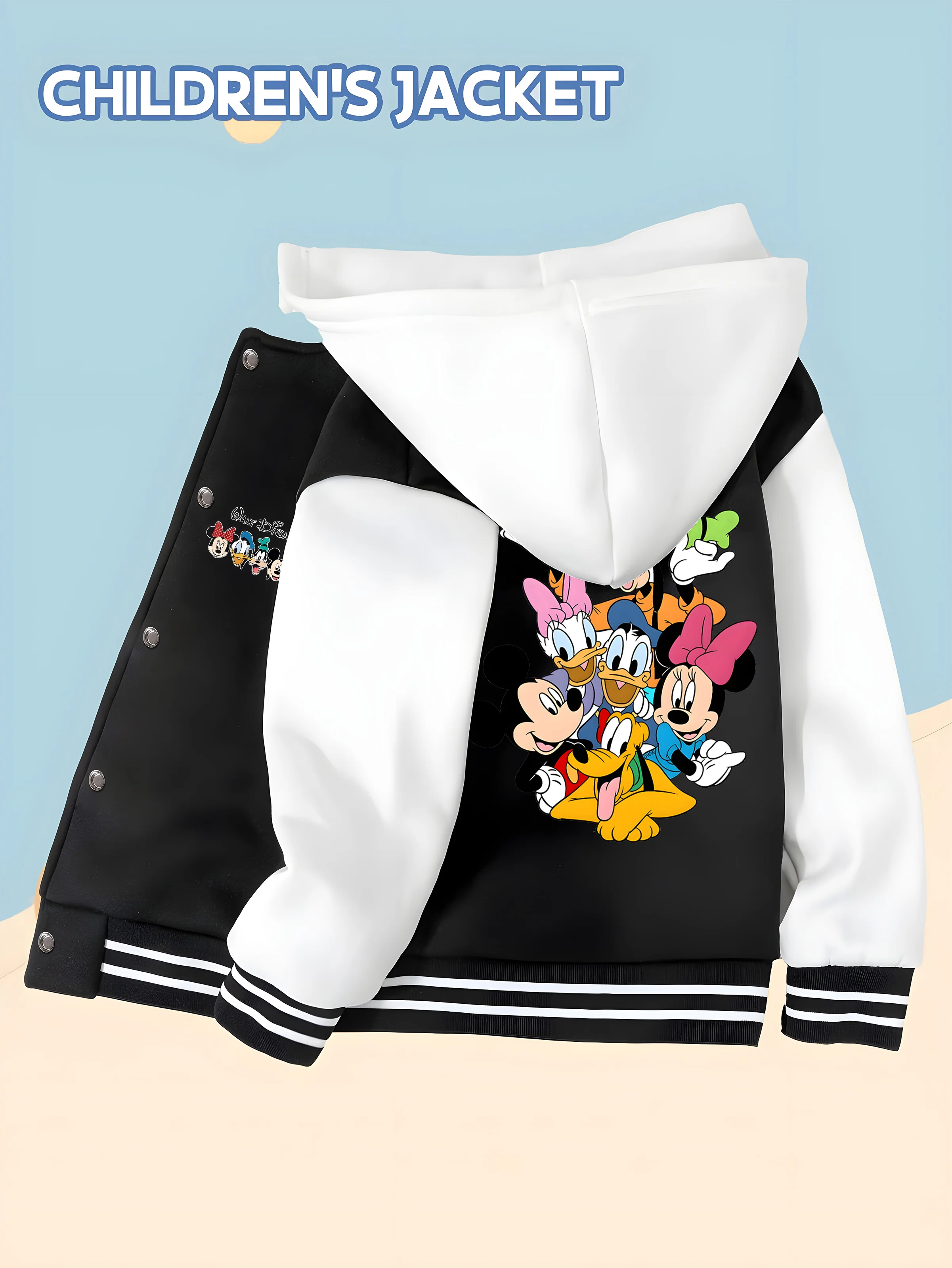 

MINISO Disney Boys' Baseball Jacket - Inside Out Number 7 Print, Emoji Character, Perfect for Everyday Outerwear