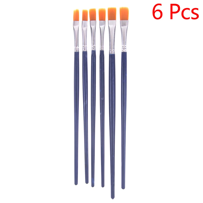 6 teile/satz Aquarell Pinsel flache Nylon Haar Malerei Pinsel Set Kunst Versorgung