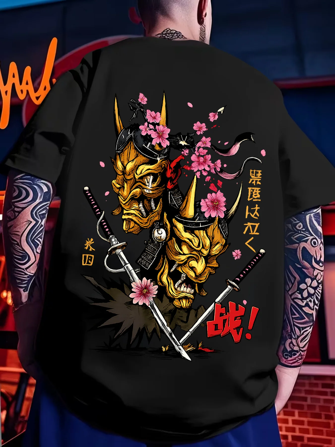 Hot selling American men's summer fashion letter ghost warrior print soft and breathable round neck T-shirt outdoor street top