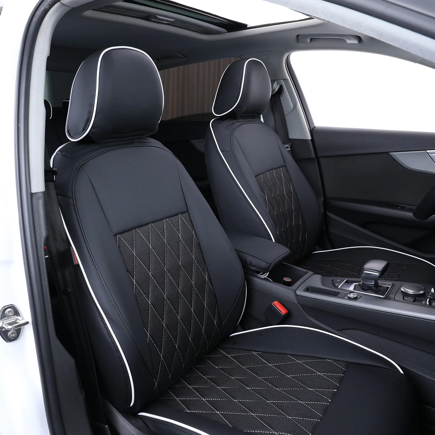 EKR Manufacturer Hot Sale Luxury Black Nappa Leather Full Set Custom Car Seat Covers for A4