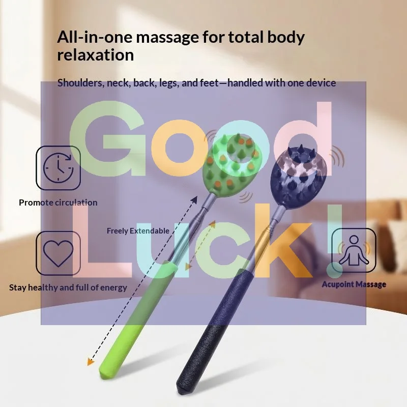 【WA】Durable Cactus Back Scratcher Massager Deep Itch Relief Adjustable Long Stick Body MassaCge Tool For Relaxation
