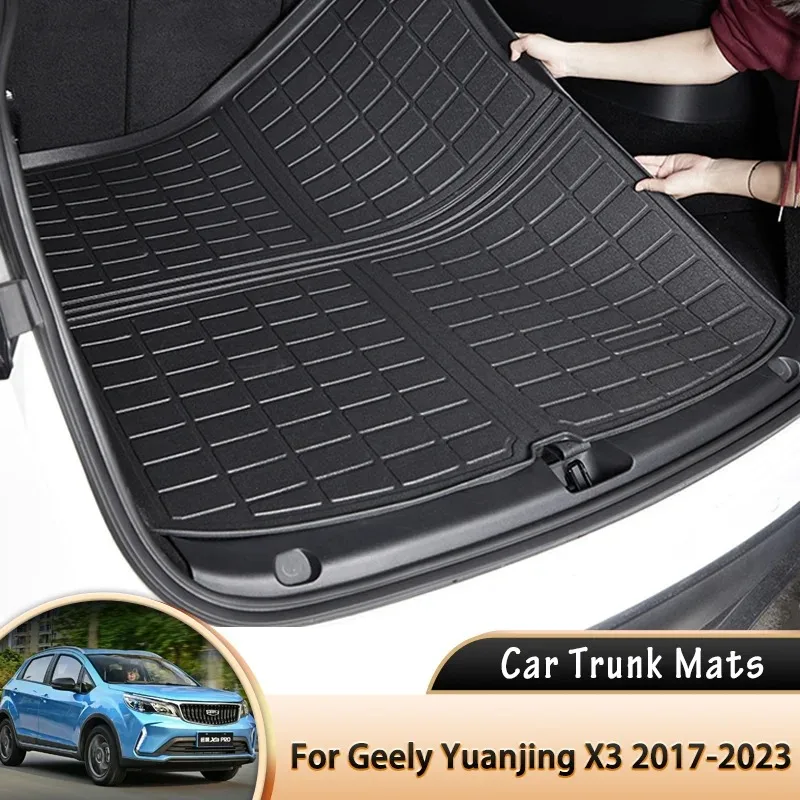 for Geely Yuanjing X3 BAC X3 Pro V3 GX3 EV 2017~2023 Trunk Mat Boot Cargo Liner Tray Rear Trunk Luggage Floor Carpet Accessories