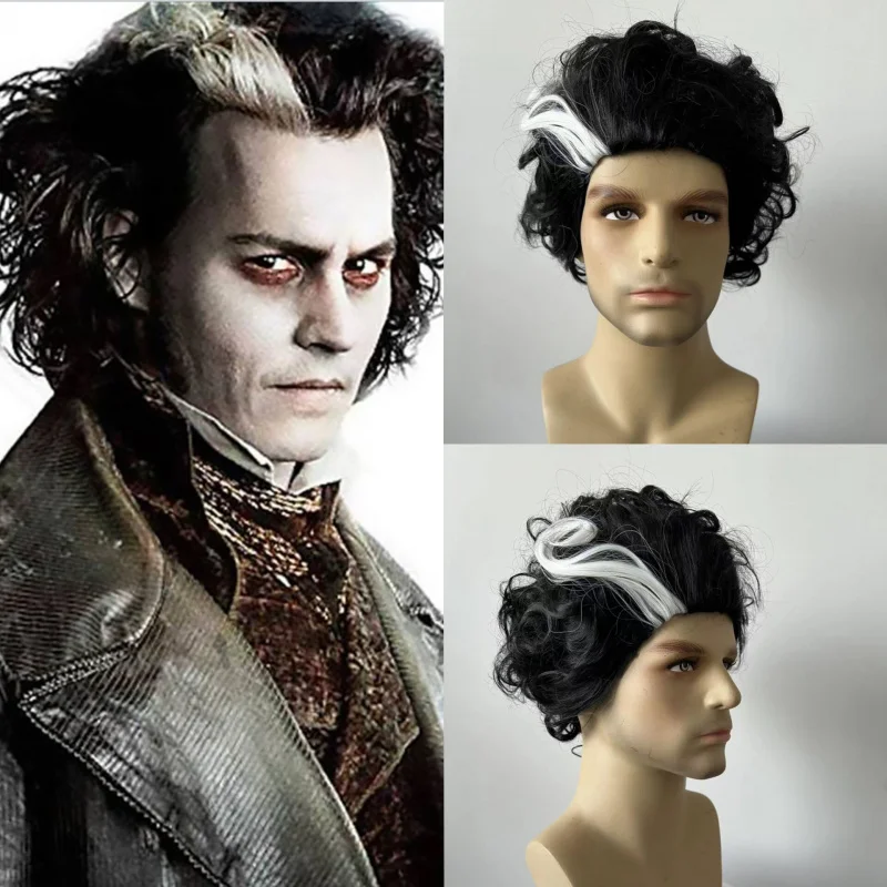 

Аниме Косплей COS Парик Todd Черно-белые Короткие Вьющиеся Волосы Хэллоуин Бал Вечеринка Косплей Парик