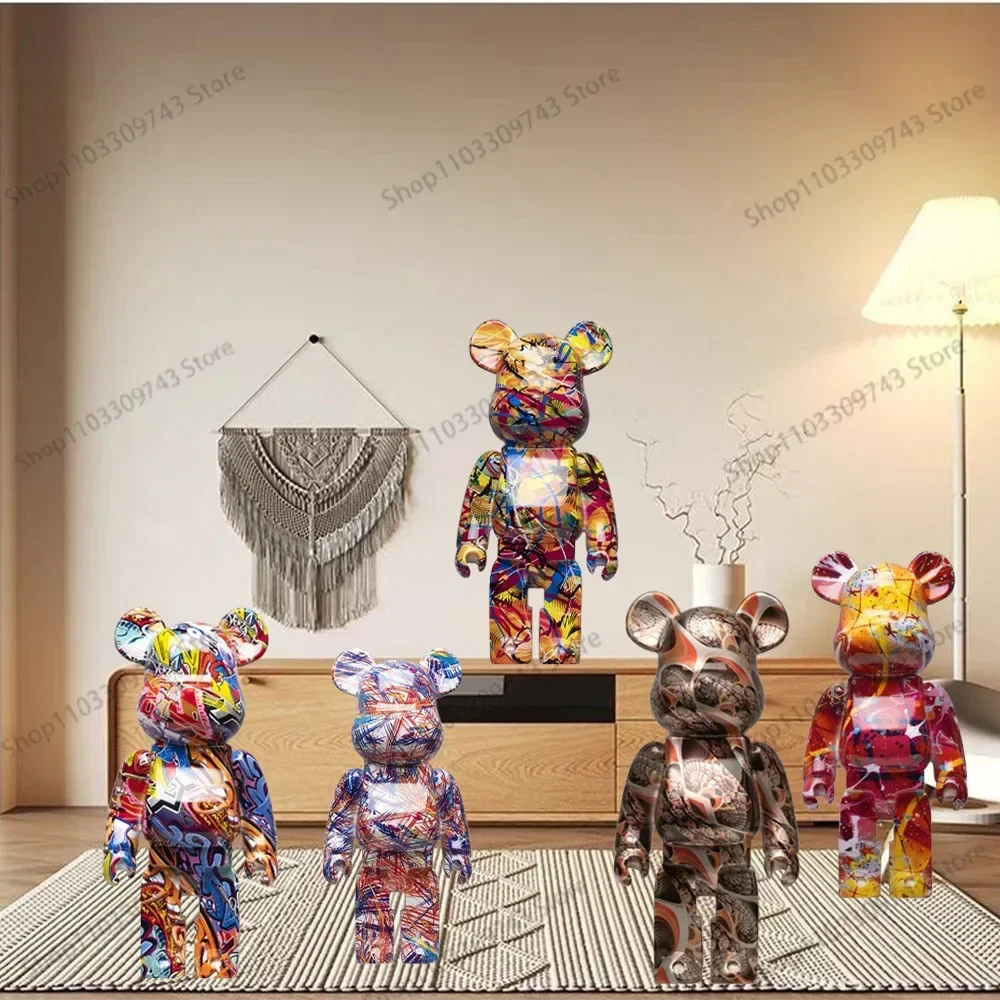 

28/35cm New Graffiti Bear Figurine Home Decoration Animal Abstract Ornaments Storage Money Jar Modern Room Sculpture Table Decor