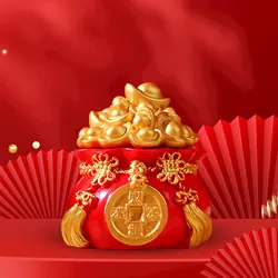 Prosperity Wealth Sculpture Centerpiece Treasure Basin Statue for Office Shelf Desk Tabletop Art Craft Ornament Home Decoration